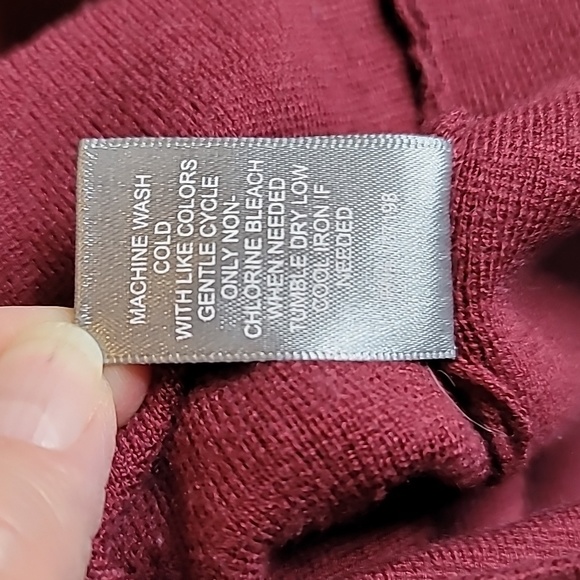 Marled vest sweater double breasted split collar wine sz L soft fine knit - Picture 7 of 9